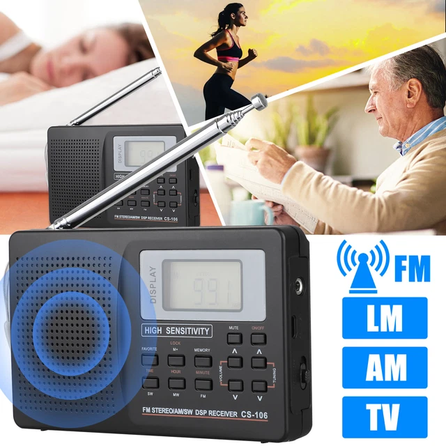 PORTABLE FM/AM/SW/LW/TV RADIO Receiver w/Digital LCD Screen Stereo ...
