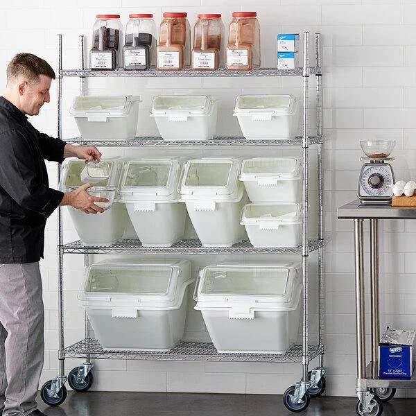 12.6 Gallon 200 Cup Shelf Ingredient Bin w/ 2 1/2 Cup Measuring Flip Lid Scoop