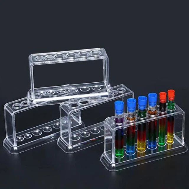 Plastic Clear Test Tube Rack 6 Holes Stand Lab Test Tube Stand .^-^