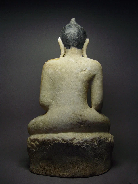 ANTIQUE BURMESE SHAN STATES MARBLE STATUE OF BUDDHA, MYANMAR, 19th C. 5