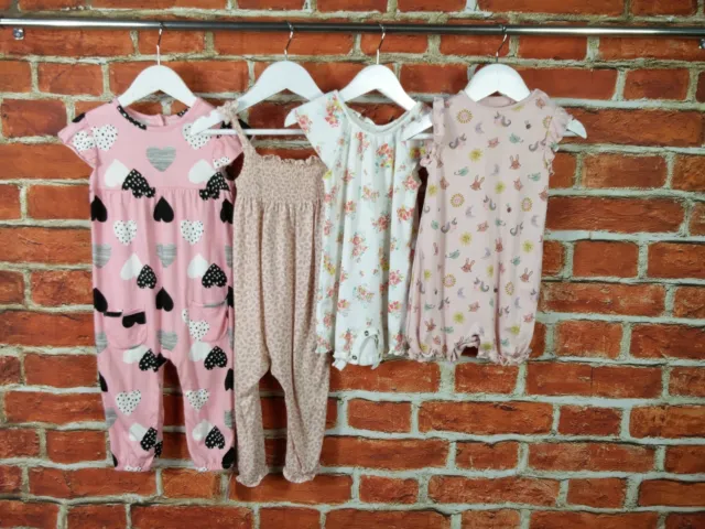 Baby Girls Bundle Age 9-12 Months Next H&M Etc Long Romper Playsuit Pink 80Cm