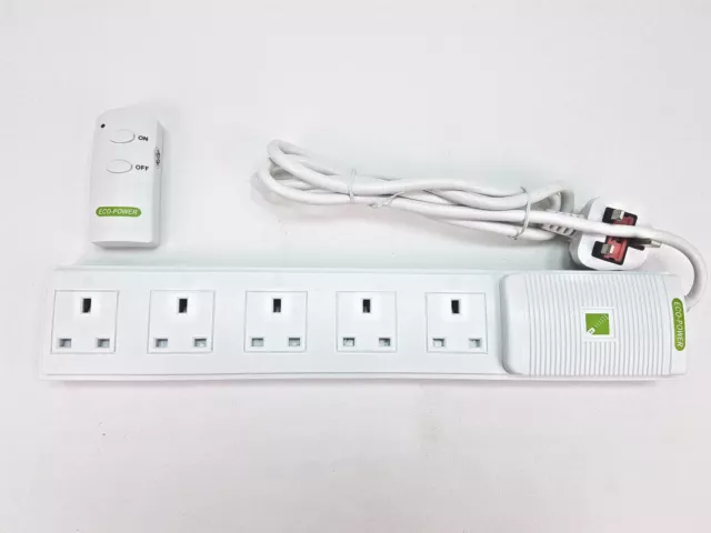 Philex 5way 1.5m Surge Protected Remote Extension Lead Individual Socket Control