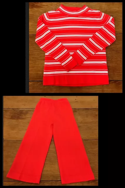Vintage Toddler Top & Pants Red Girls Disco Hoppy Long Sleeve MOD 1960s Sz 2T