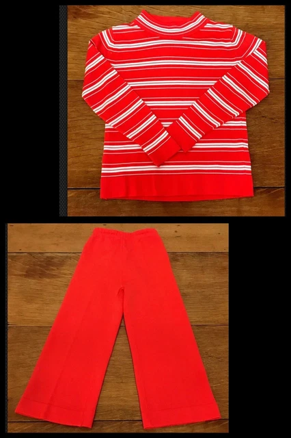 Vintage Toddler Top & Pants Red Girls Disco Hoppy Long Sleeve MOD 1960s Sz 2T