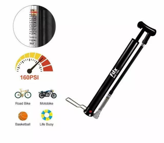 FDX Mini Floor Bike Pump Fast Tyre Inflation 160 PSI High Pressure Bicycle Pump