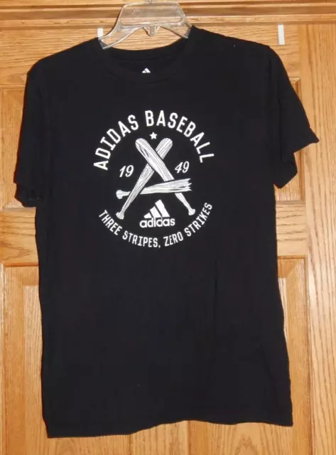 Boys Youth Large L (14/16) ADIDAS Black Athletic Baseball Tee T-Shirt Shirt
