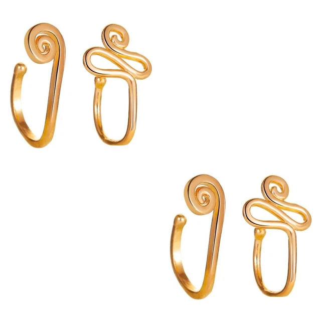 4 Pcs Copper No Hole Nail Nose Adornments Fake Ring Spring Clip on