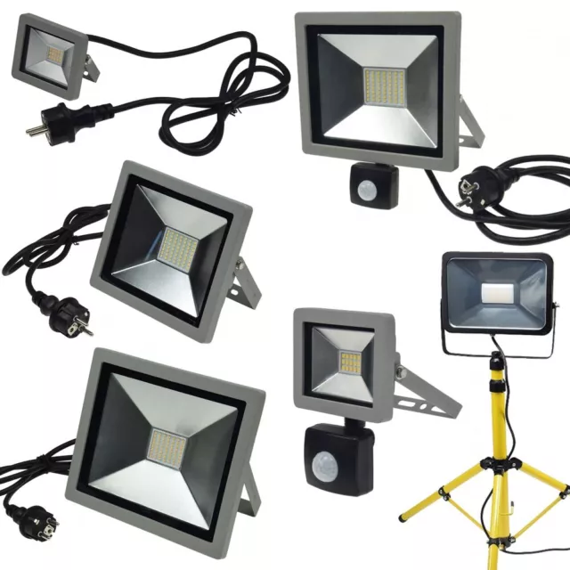 LED-Fluter 10W-100W Bewegungsmelder Strahler Flutlicht Scheinwerfer IP65 Außen