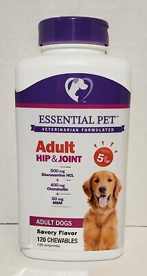 Essential Pet Hip & Joint Adult Dogs - 120 Chewables Savory Flavor - Age 5 yrs+