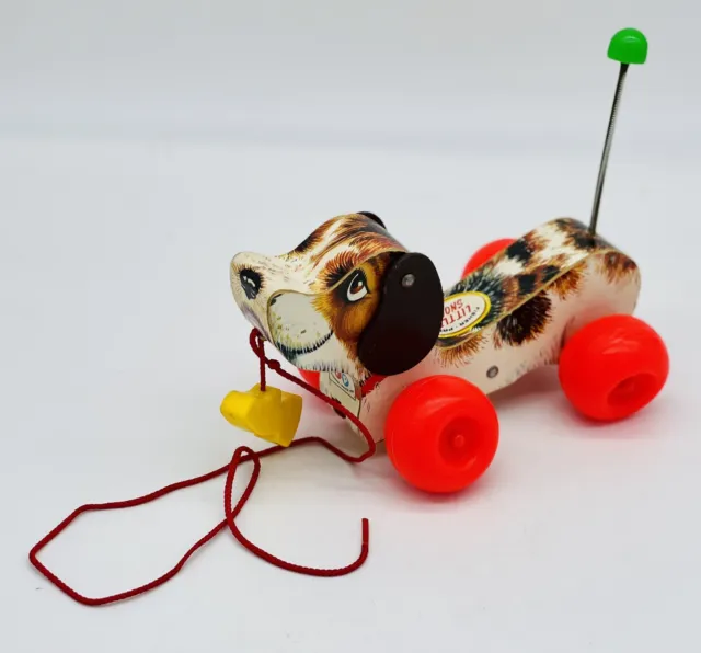 Fisher Price Vintage Wobbles large wooden dog 1964 Unique Rare Toy Collection