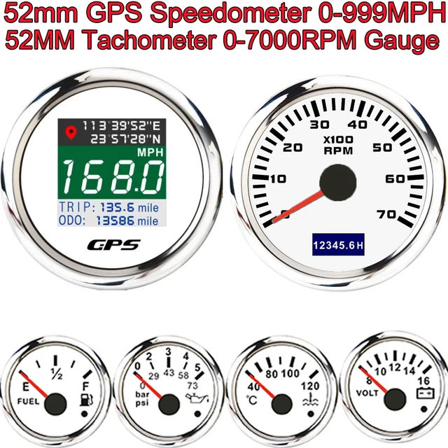 6 GAUGE SET 52MM GPS Speedometer Gauge Tachometer for Marine Boat Car
