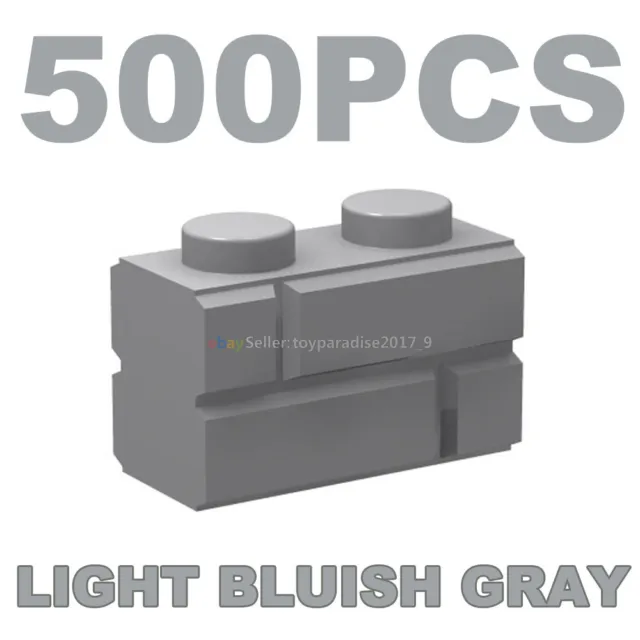 500X Light Bluish Gray Brick 1x2 w/ Embossed Bricks / Masonry Profile #98283