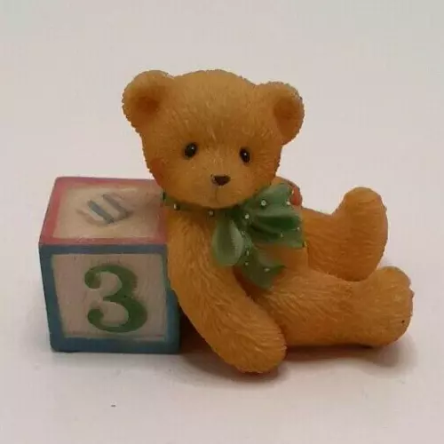 P. Hillman Enesco Cherished Teddies Bear with #3 Block Figurine 1997