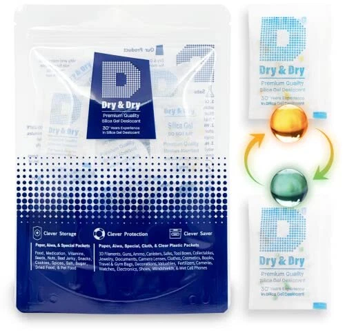 5 Gram [60 Packets] Premium Pure & Safe Orange Indicating Silica Gel Packets
