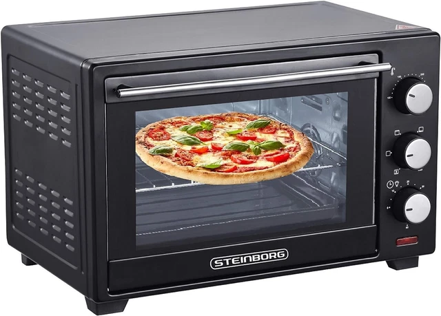 Mini Backofen mit Umluft 25 Liter 3in1 Miniofen Pizza-Ofen Kleiner Backofen