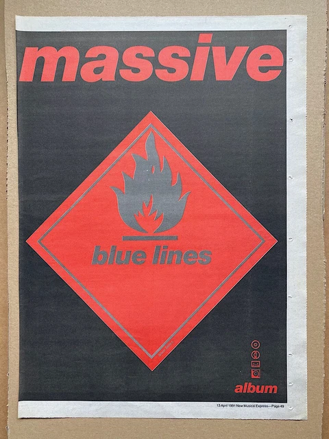 激レア90s MASSIVE ATTACK1991年blue linesポスター MASSIVE ATTACK 1991 - Blue Lines Adv Page - Authentic