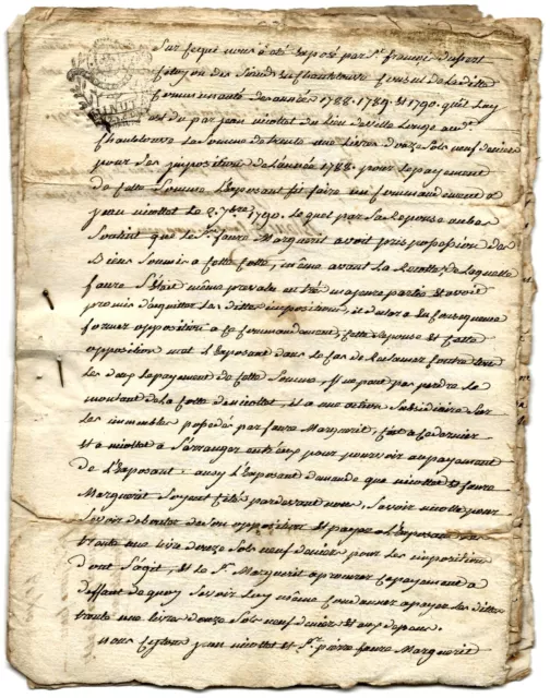 Lot de documents sur un litige (Chantelouve fin 18e siècle)