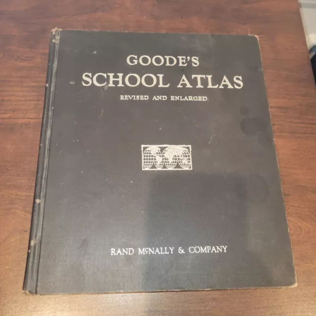 GOODE'S SCHOOL ATLAS Revised and Enlarged ~ 1937 Edition Rand McNally HC Vintage