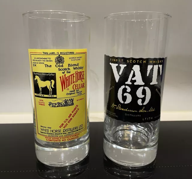 WHITE HORSE DISTILLERS VAT 69 Scotch Whisky 2 High Ball Whisky Glasses 15.00 PicClick UK