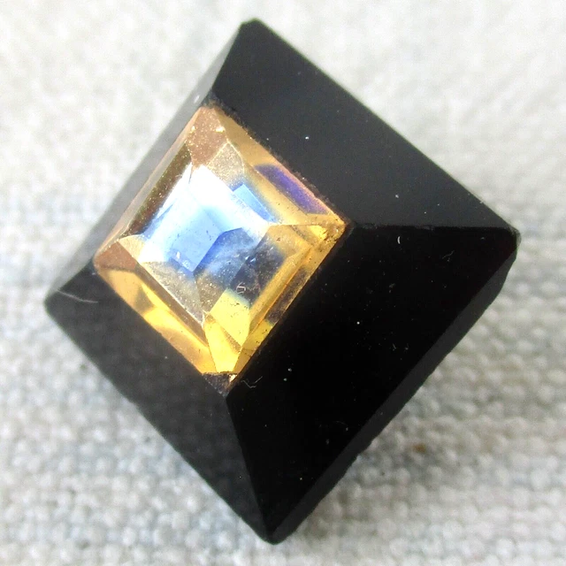 1/2" Square Antique Amber Glass Tingue Button