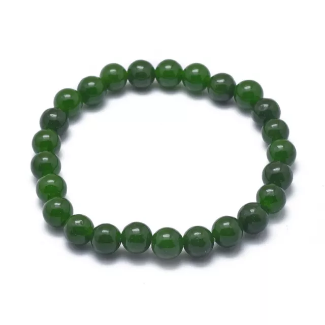 Natural Green Jade 8mm Bead Stretch Bracelet Chakra Healing UK