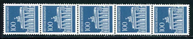 BRD Mi.-Nr. 510 R  5er Streifen mit g.Nr. Brandenburger Tor, postfrisch