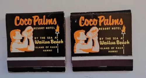Vintage Matchbook Coco Palms Resort Hotel Kauai HI Unstruck Lot Of 2