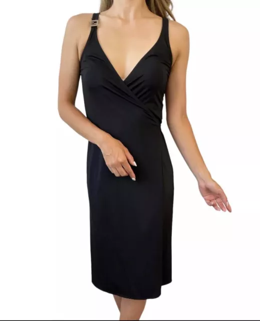 Ladies FENDI Black Sleeveless Wrap Dress Size 42 VGC
