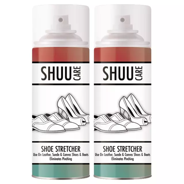 2 x 300ml SHOE STRETCH SPRAY LEATHER SUEDE CANVAS BOOTS TRAINERS SOFTENER