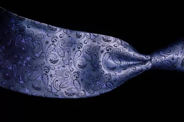 Alfa Perry - Blue Pattern Silk Necktie Tie 4"W x 63"L