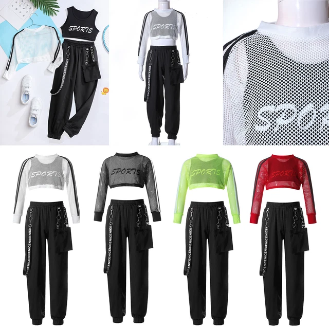 Top per bambine + gilet + set di pantaloni set allenamento sportivo lettere stampate tuta 3