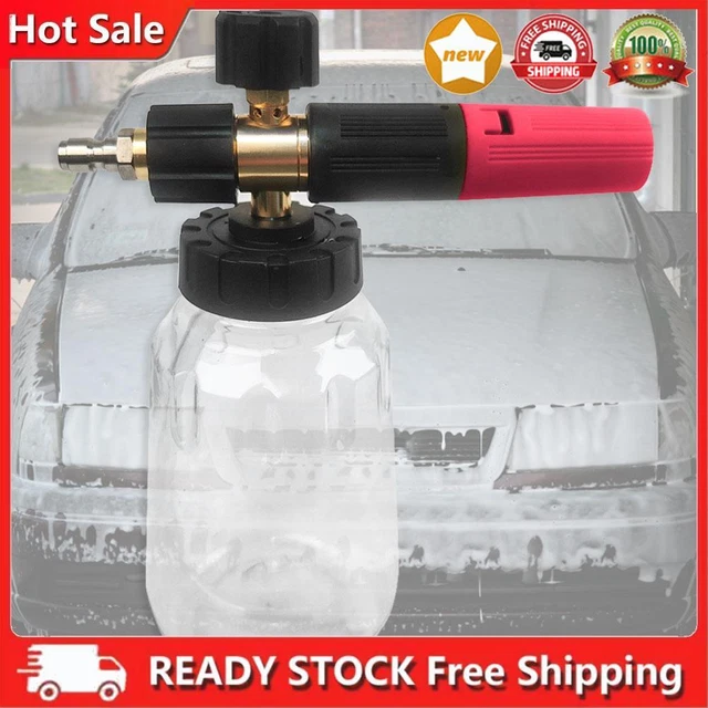 Cannone in schiuma 1L lavaggio auto 1/4 connettore rapido per pulizia auto (nero rosso)