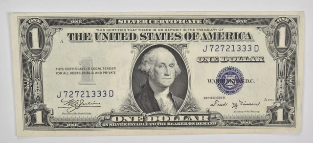 1935-B Silver Certificate $1 Blue Seal - Uncirculated US Paper Money *0918