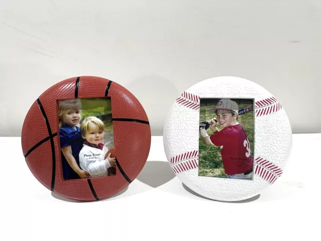 FLOMO 2 Basketball & Baseball  4 x 6 Picture Tabletop Sports Photo Frames Pair