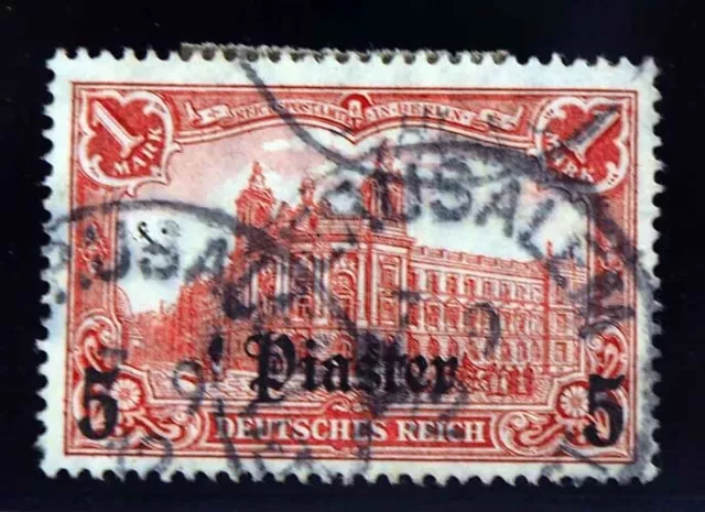 DP Türkei; 5 Pi karminrot, + Wz., PrachtSt, K1 "JERUSALEM 7/9/12", MiNr. 44