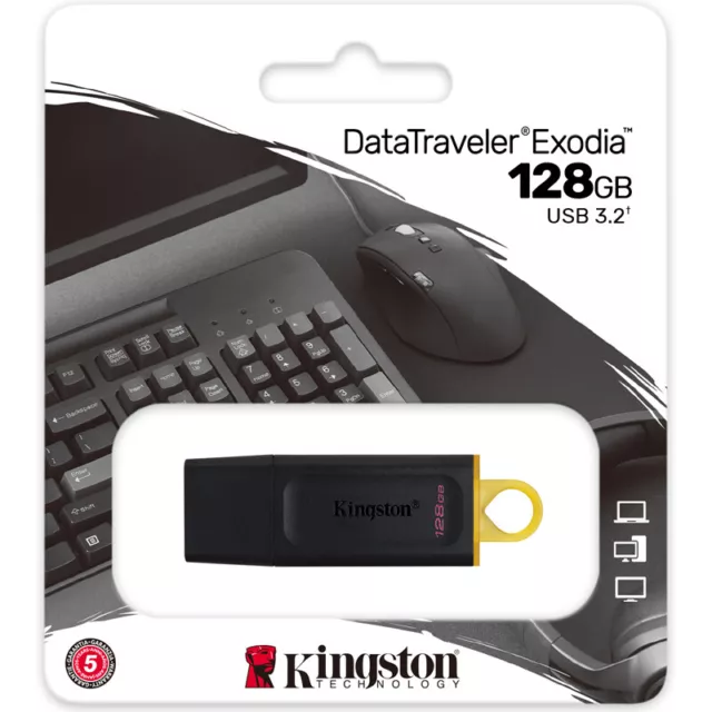 Kingston 128GB DataTraveler Exodia USB 3.2 Flash Drive Memory Stick - Black