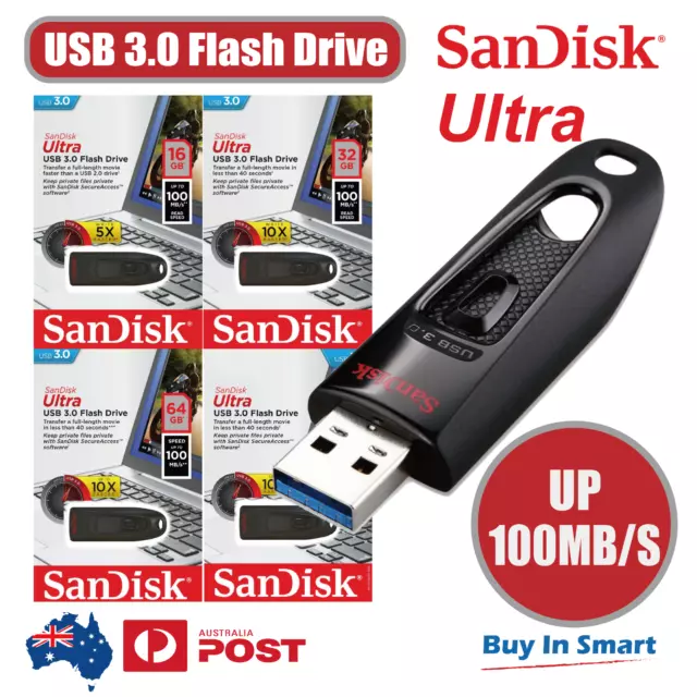 SanDisk Flash Drive Ultra 16GB 32GB 64GB 128GB USB 3.0 Traveler Memory Stick Pen