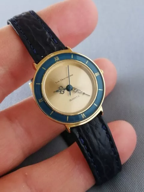 MONTRE FEMME VINTAGE Watch Luc Desroches Cuir Plaque Or Mode