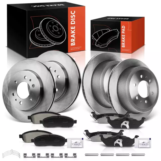 Front & Rear Disc Brake Rotors & Ceramic Brake Pads for Ford F-150 2009 6-Lug