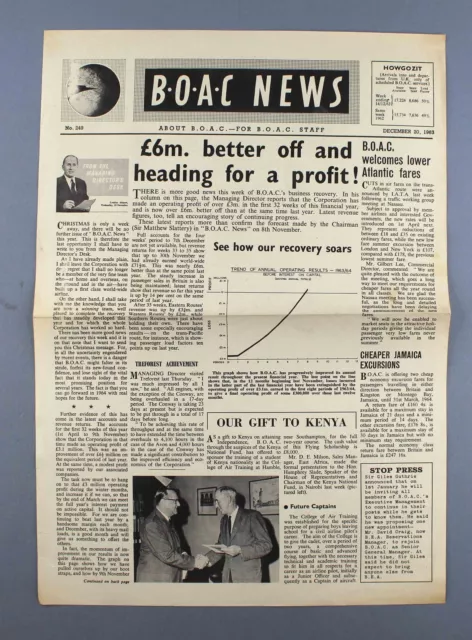 Boac News Airline Staff Newspaper No.249 - 20 December 1963 B.o.a.c