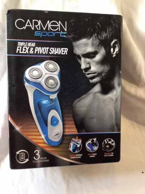 Hair Shaver Cordless Triple Head Flex Pivot Carmen Mens Signature Midnight Blue