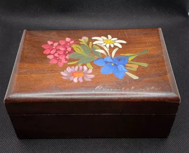 1943 vintge wooden box hand painted Swiss made