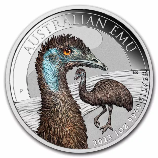 2023 Australia 1 oz Silver Colorized Emu BU