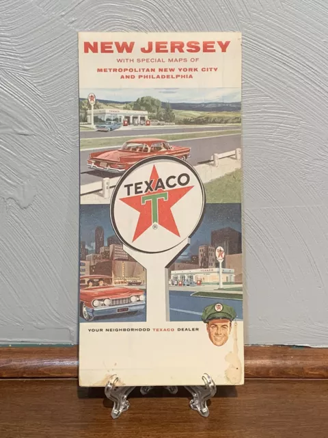 Texaco Map New Jersey Touring Folding Road Map 1963 Original Gas Oil Advertising