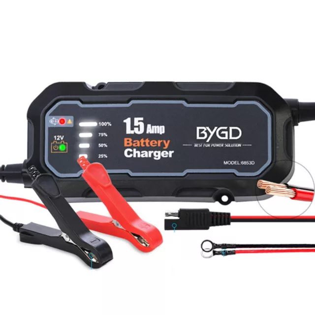 12V 1.5Amp Smart Automatic Car Battery Charger Maintainer Tool + SAE Cable