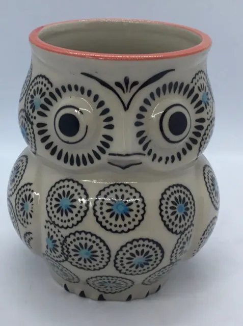 Royal Owl Shaped Embossed 3D Coffee Mug Hand Painted Yokohama Studio Japan