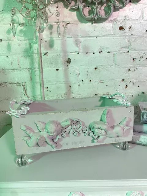 Shabby Chic Solid Wood Hand Made Cherub Box
