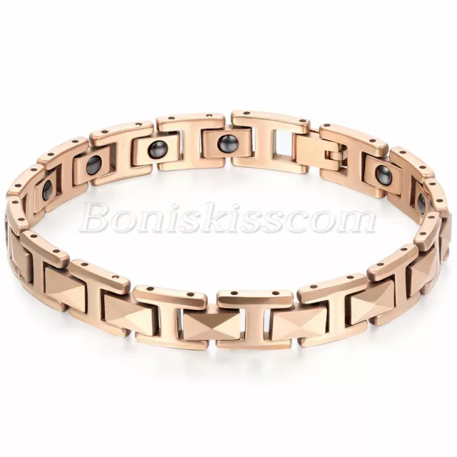 Men's Tungsten Carbide Magnetic Stone Bracelet Energy Power Health Chain Bangle