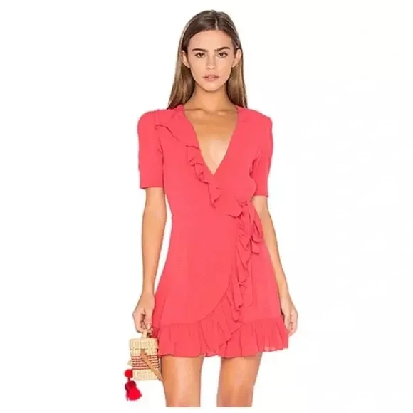 Privacy Please June Ruffle Short Sleeve Wrap Mini Dress