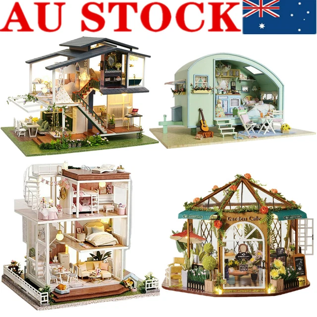 DIY WOODEN MINIATURE Dollhouse Handmade Doll House Model Building Kits